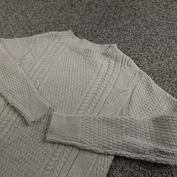 GAP Sweaters - Gap Sweater Womens XS White Chunky 3D Cable Knit Pullover Crewneck Fisherman Top